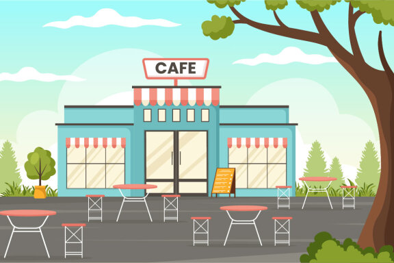 15 Cafe Vector Illustration
