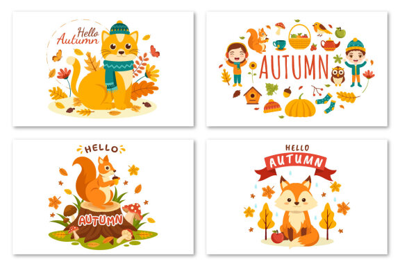 21 Panoramic Autumn Vector Illustration