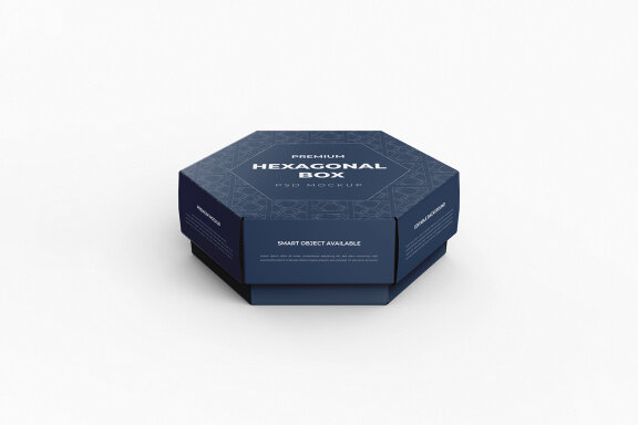 Hexagonal Paper Box Packaging PSD Mockup