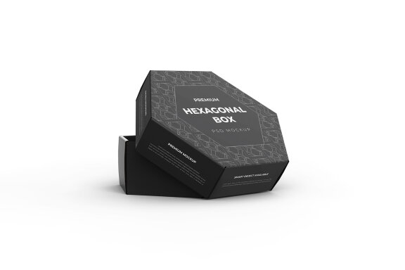 Hexagonal Paper Box Packaging PSD Mockup