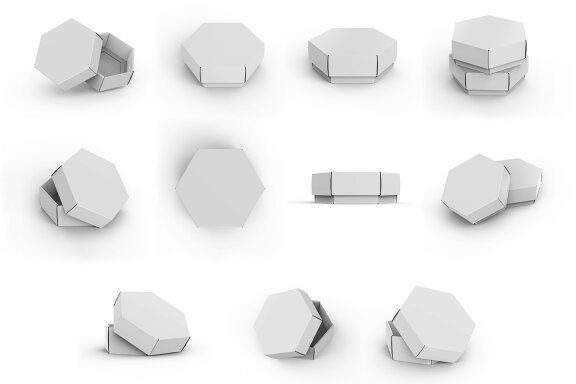 Hexagonal Paper Box Packaging PSD Mockup