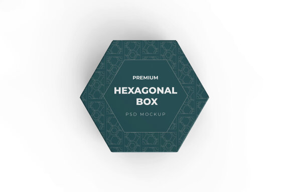 Hexagonal Paper Box Packaging PSD Mockup
