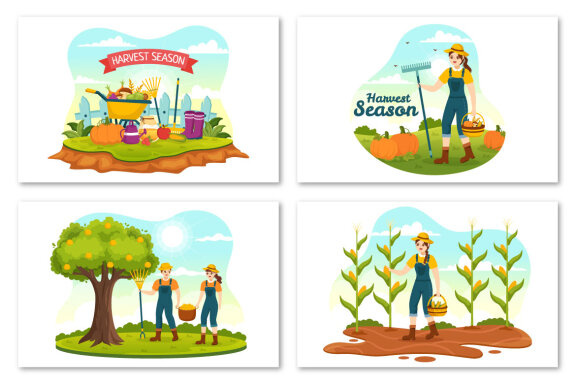 15 Harvest Season FREE Vector Illustrations