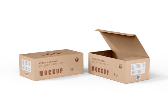 Rectangle Kraft Cardboard Paper Box Mockups