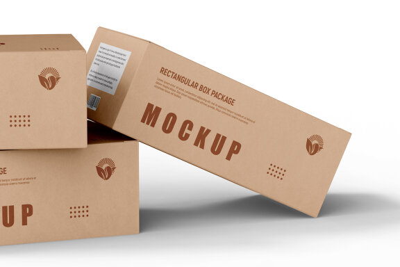 Rectangle Kraft Cardboard Paper Box Mockups