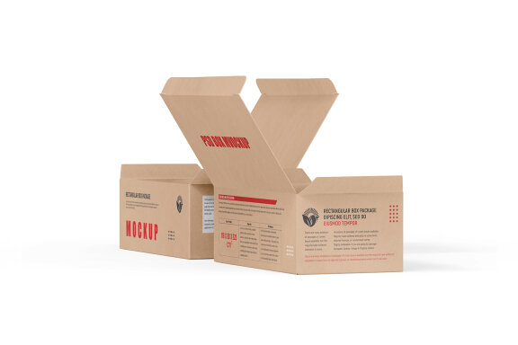 Rectangle Kraft Cardboard Paper Box Mockups