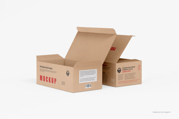 Rectangle Kraft Cardboard Paper Box Mockups