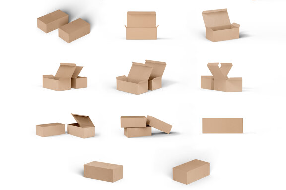 Rectangle Kraft Cardboard Paper Box Mockups