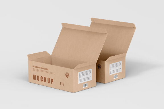 Rectangle Kraft Cardboard Paper Box Mockups
