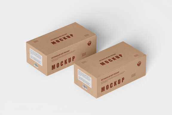 Rectangle Kraft Cardboard Paper Box Mockups