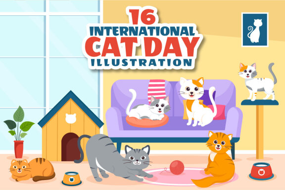 16 International Cat Day Illustration