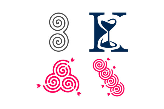 3 spiral K hourglass 3 targets - Free Logo Shapes