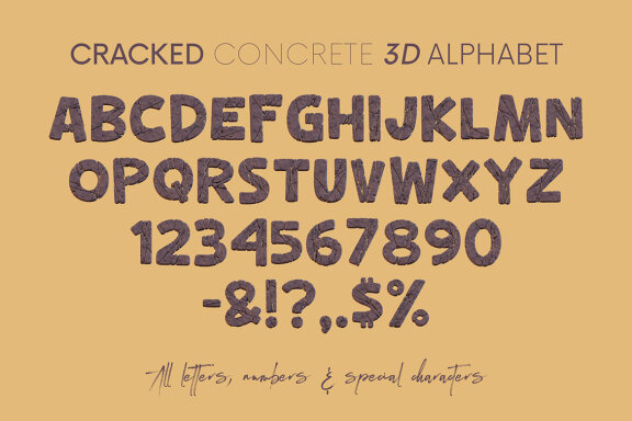 Cracked Concrete - 3D Lettering