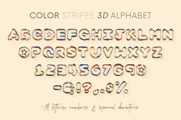 Color Stripes - 3D Lettering