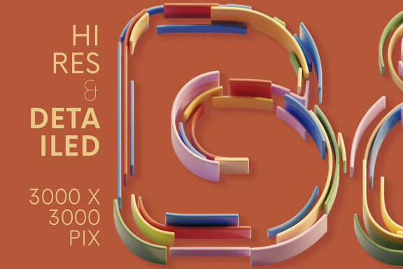 Color Stripes - 3D Lettering