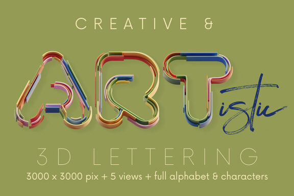 Color Stripes - 3D Lettering