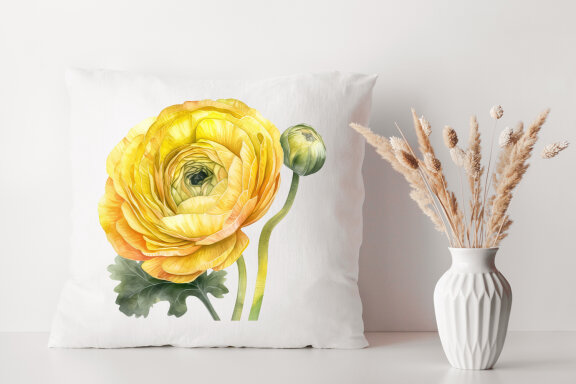 Yellow flower. Watercolor clipart collection Bundle