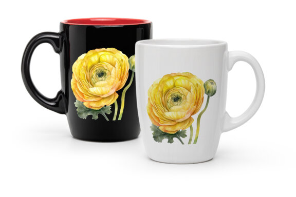 Yellow flower. Watercolor clipart collection Bundle