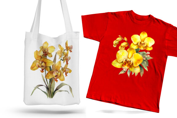 Yellow flower. Watercolor clipart collection Bundle