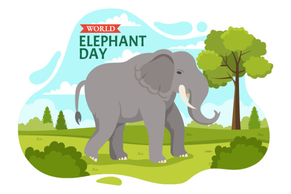 14 World Elephant Day Vector Illustration