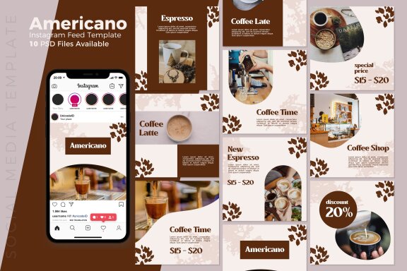 Americano Coffee - Instagram Post Template