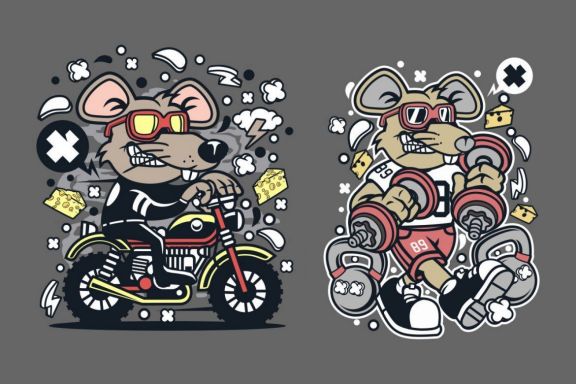 8 Rat Cartoon Character 