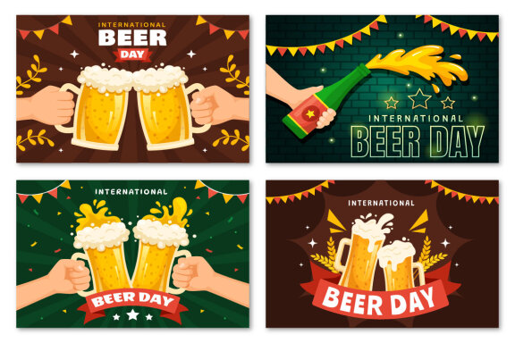 17 International Beer Day FREE Illustrations