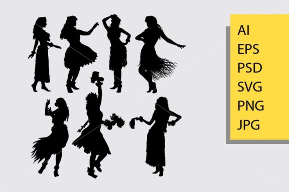 Hula hula dance silhouette