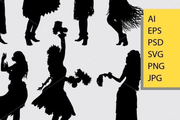 Hula hula dance silhouette
