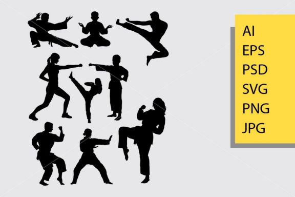 Martial art silhouette