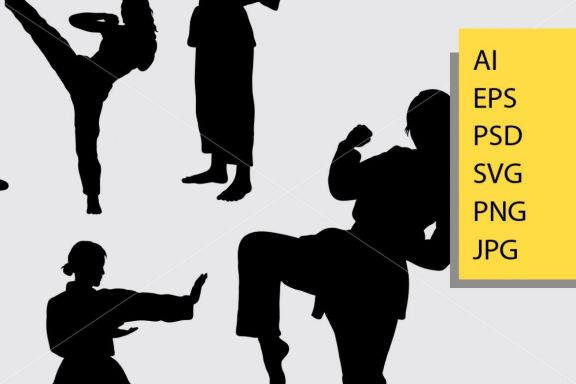 Martial art silhouette
