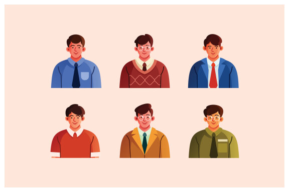 Office Man Character Avatar Set