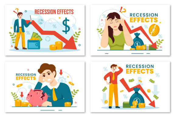 14 Recession Effects Vector Illustration