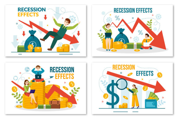 14 Recession Effects Vector Illustration