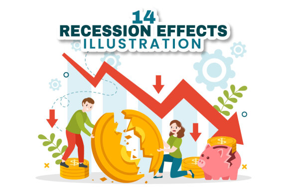 14 Recession Effects Vector Illustration