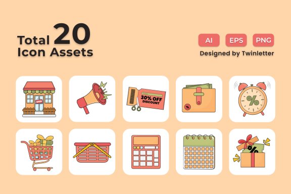 Sale 2D Icon Illustration Set Vol 3