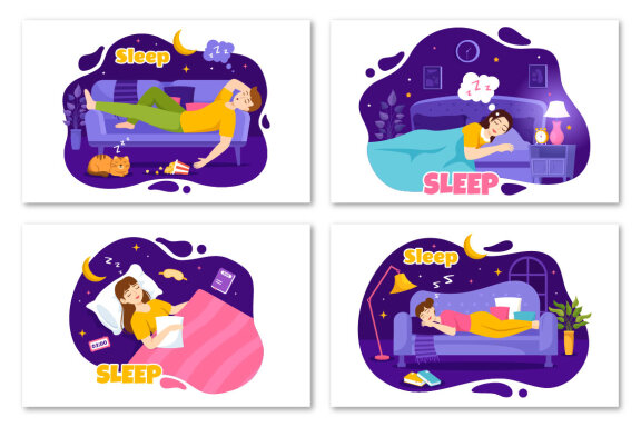 13 Sleep and Sweet Dreams Vector Illustration