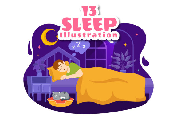 13 Sleep and Sweet Dreams Vector Illustration
