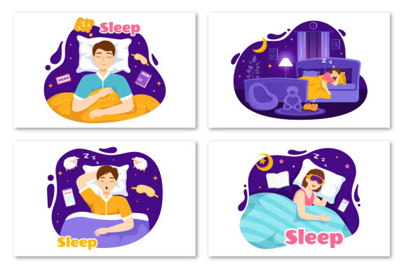 13 Sleep and Sweet Dreams Vector Illustration