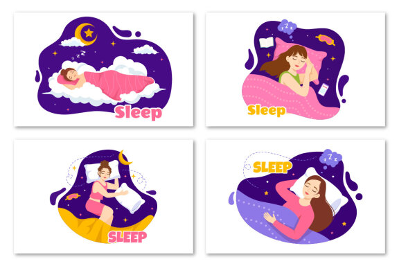 13 Sleep and Sweet Dreams Vector Illustration