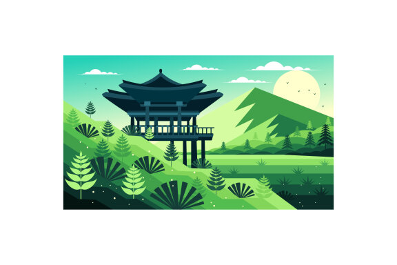 Korean Nature View Illustration