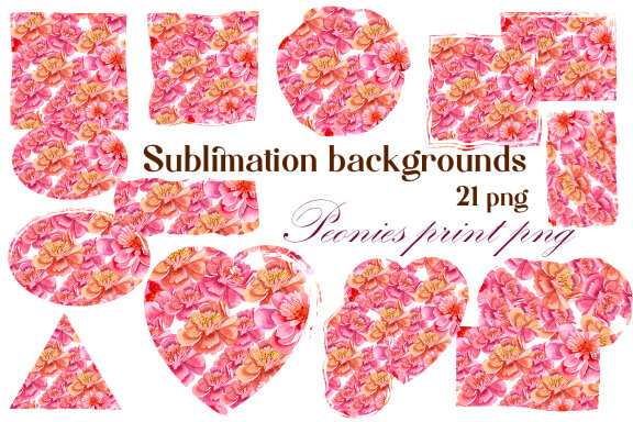 Sublimation backgrounds bundle, peonies print png