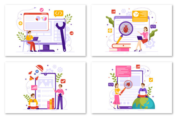 12 Software Testing Vector Illustration