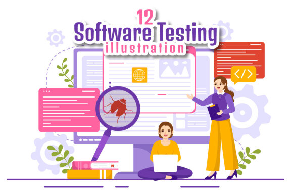 12 Software Testing Vector Illustration