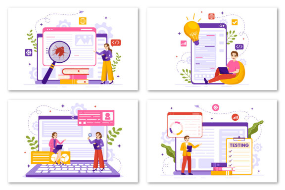 12 Software Testing Vector Illustration