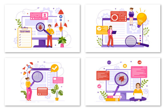 12 Software Testing Vector Illustration