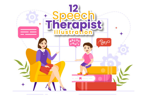 12 Speech Therapist Vector Illustration