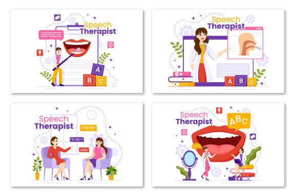 12 Speech Therapist Vector Illustration