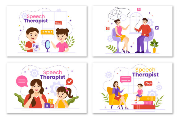 12 Speech Therapist Vector Illustration