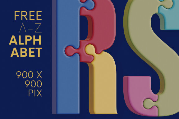 Colorful Puzzle FREE 3D Alphabet